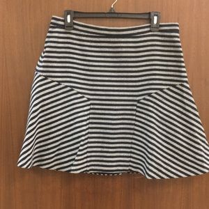 J Crew Navy/white fit and flare skirt